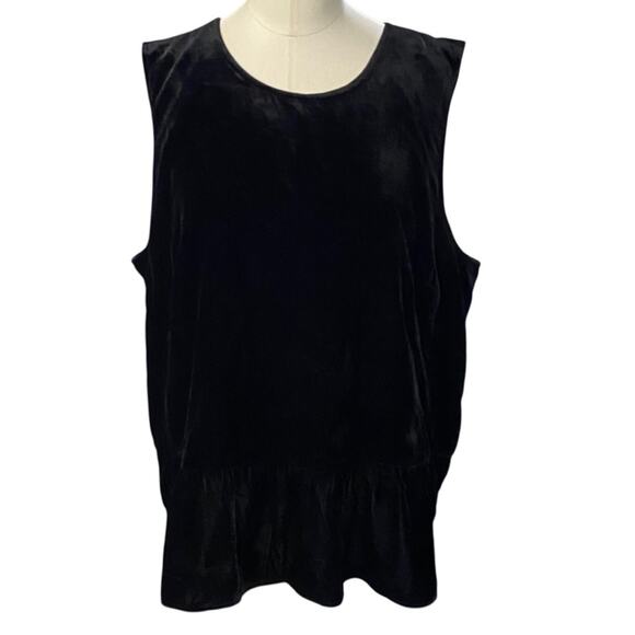 J CREW Black Velvet peplum Sleeveless Top Size 16 - Picture 10 of 11